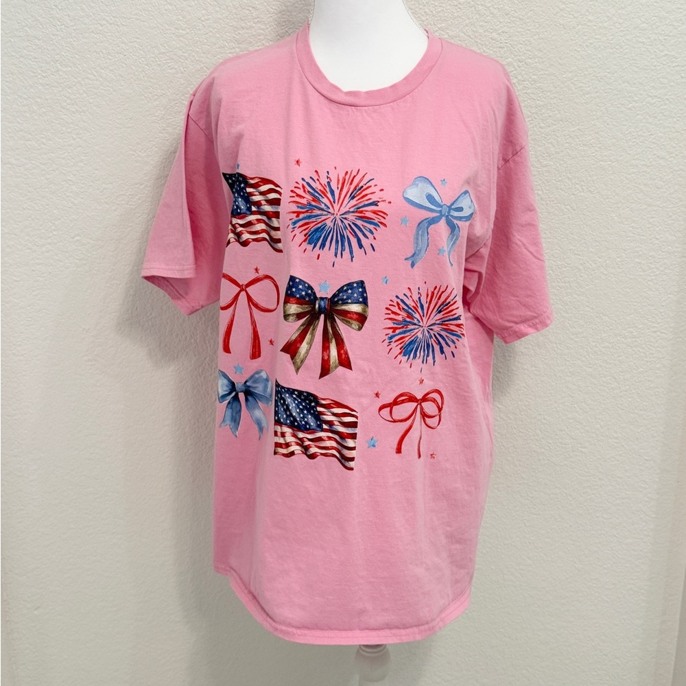 Pink 4th of July America Short Sleeve T-Shirt